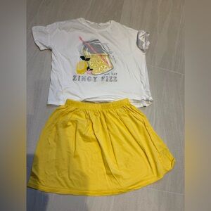 H&M Kids Graphic Tee and Skirt Set - White and Yellow